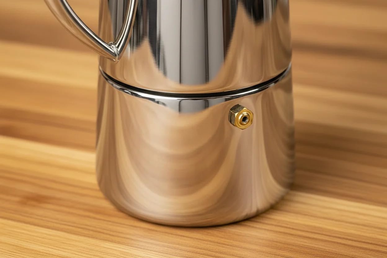Cuisinox Roma Stovetop Espresso Maker COF-6R, Stainless Steel Coffee Percolator Stovetop, Heat-Resistant & Non-Reactive, 6-Cup Italian Espresso Maker Easy to Clean, Durable Stove Top Percolator