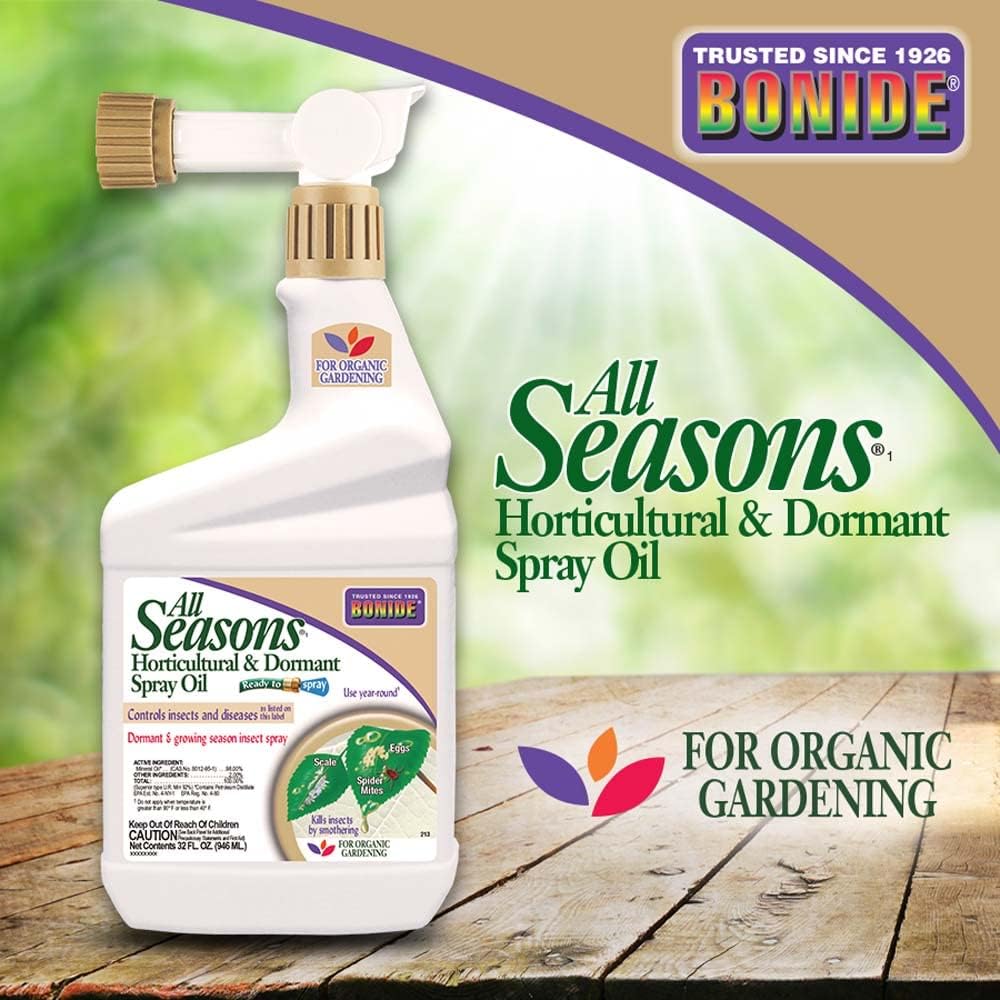 Bonide All Seasons Horticultural & Dormant Spray Oil, 32 oz Ready-to-Spray, Disease Prevention and Insect Killer for Organic Gardening