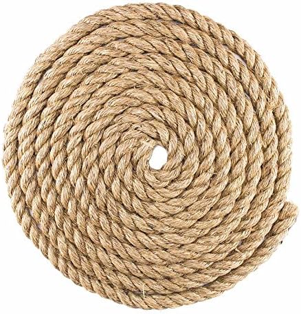 Twisted Manila Hemp Rope (1 Inch x 25 Feet)