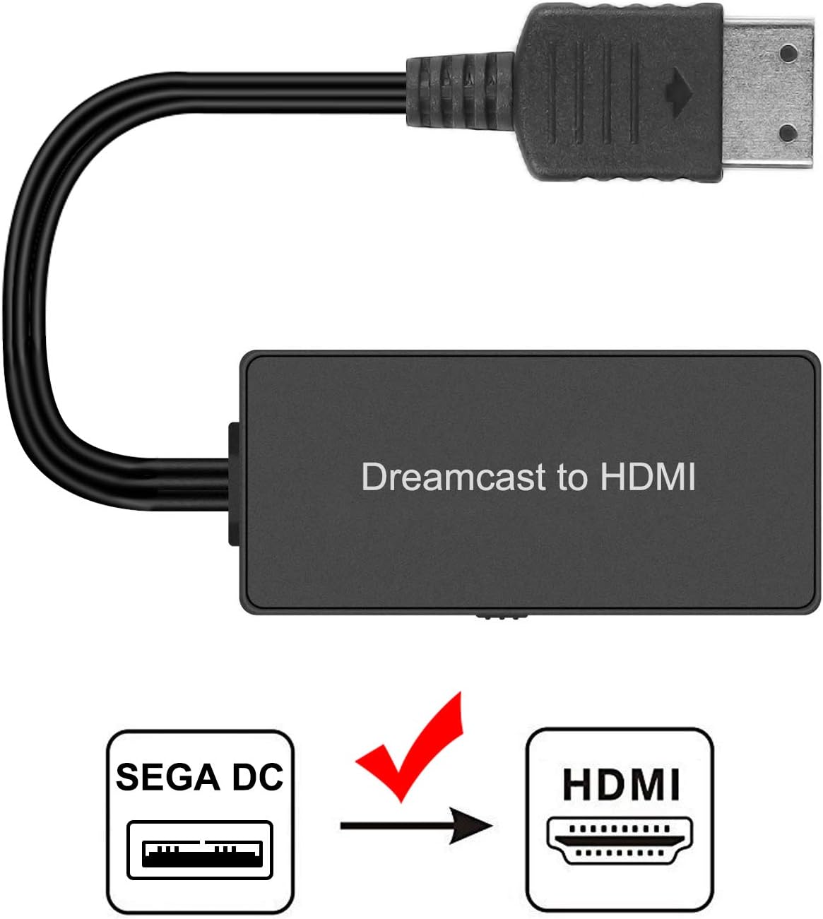 Sega Dreamcast to HDMI Converter Supports 16:9/4:3 switching, Plug and Play HD HDMI Cable for Sega Dreamcast (Sega DC)