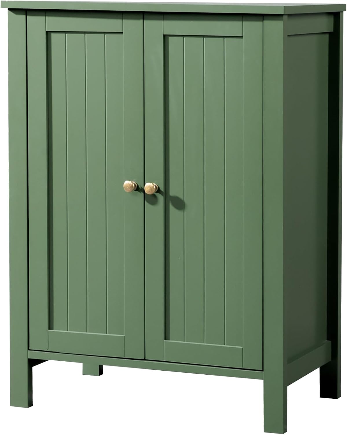 Bonnlo Bathroom Cabinet Free Standing Floor Storage with Double Door Adjustable Shelf Space Saver Decorative Modern Bathroom Furniture White