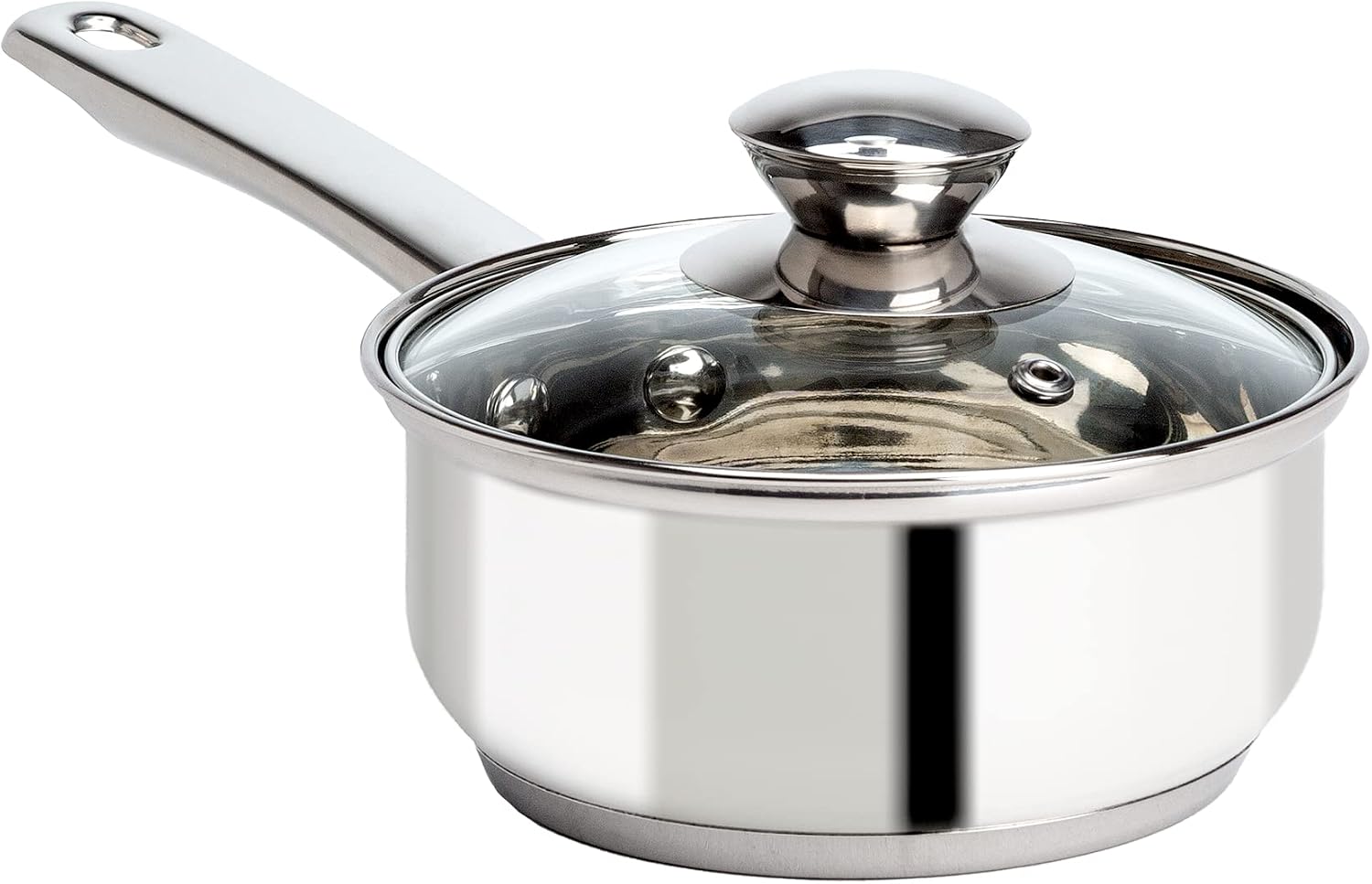 Ecolution Stainless Steel Sauce Pan, Encapsulated Induction Ready Cooking Pot with Glass Lid, Oven Safe, Dishwasher Safe Soup Pot, 2-Quart