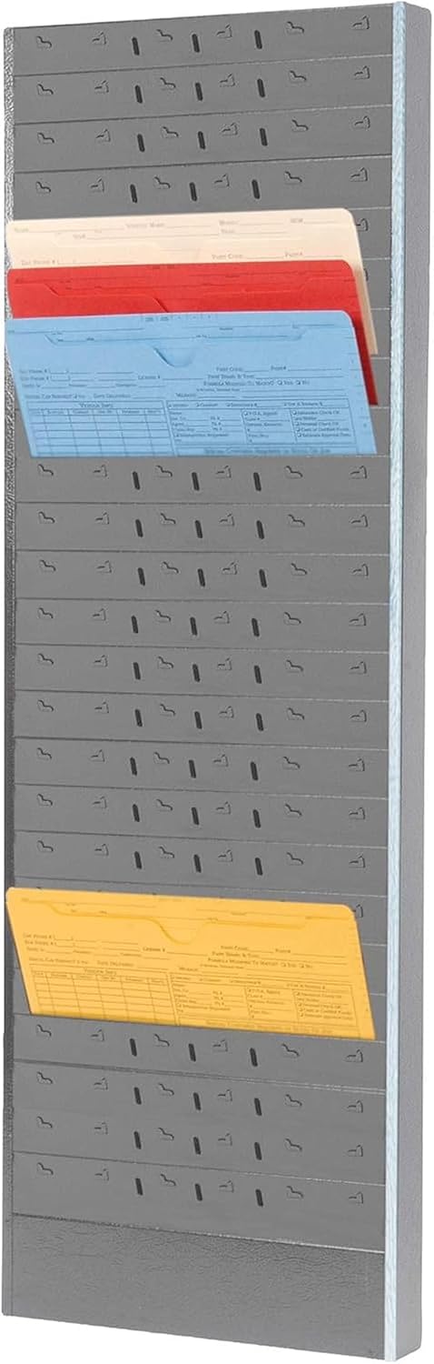 CHAMP Repair Order Rack, 18-Pocket Wall Mount Organizer, Gray