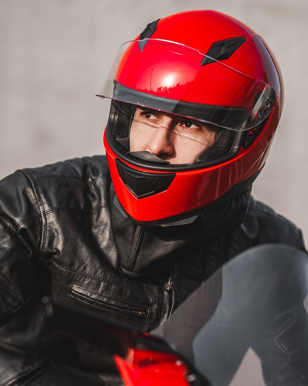 ILM Full Face Motorcycle Street Bike Helmet with Removable Winter Neck Scarf + 2 Visors DOT Model ILM-313