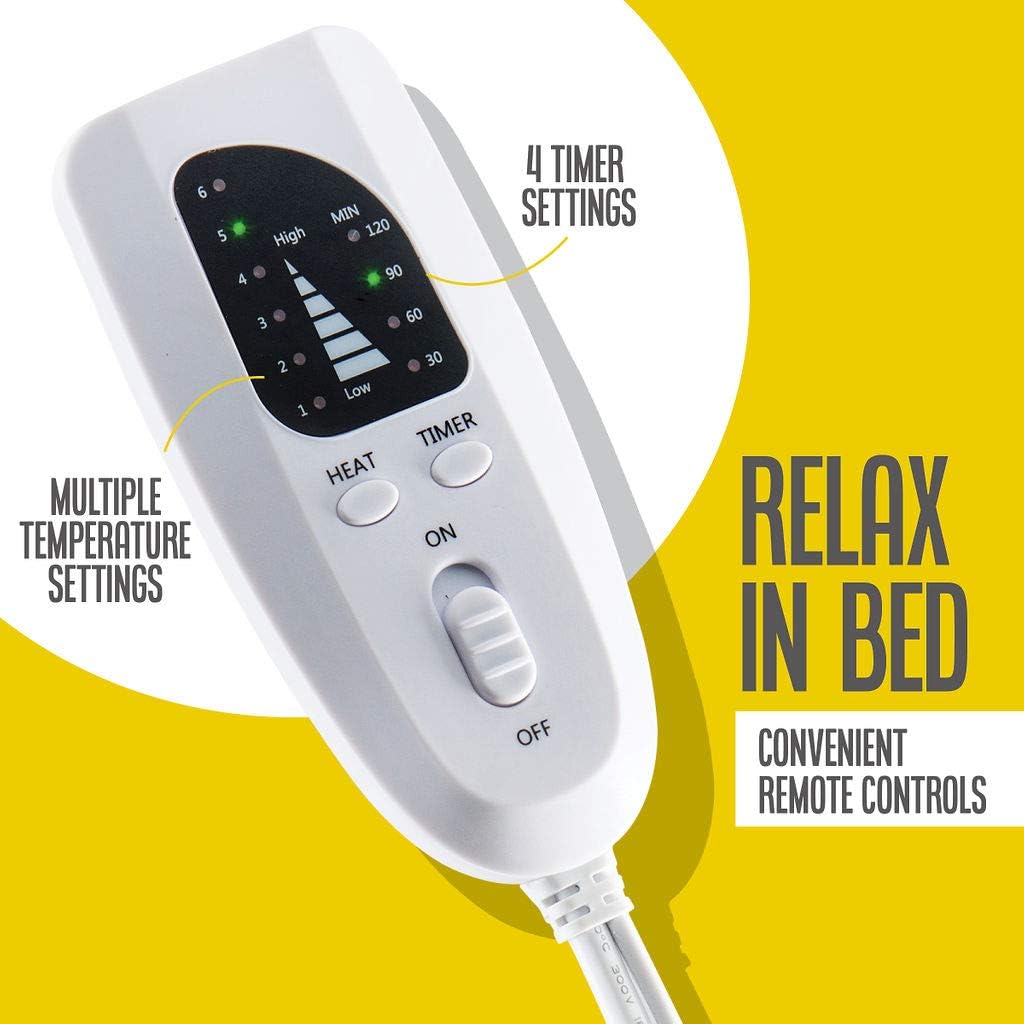 Heating pad - Electric Best for Back Pain and Cramps Relief 2 Hour auto Off Measures 24" X 12" Moist with Many Adjustable Setting Heats Fast