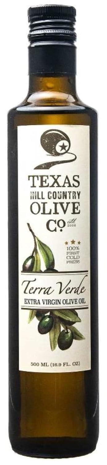 Texas Hill Country Olive Co Terra Verde Extra Virgin Olive Oil - Cold Pressed EVOO Gourmet Olive Oil - Rich & Fruity - Perfect for Finishing & Dressing - Award Winning & Made in Texas (8.5 oz)