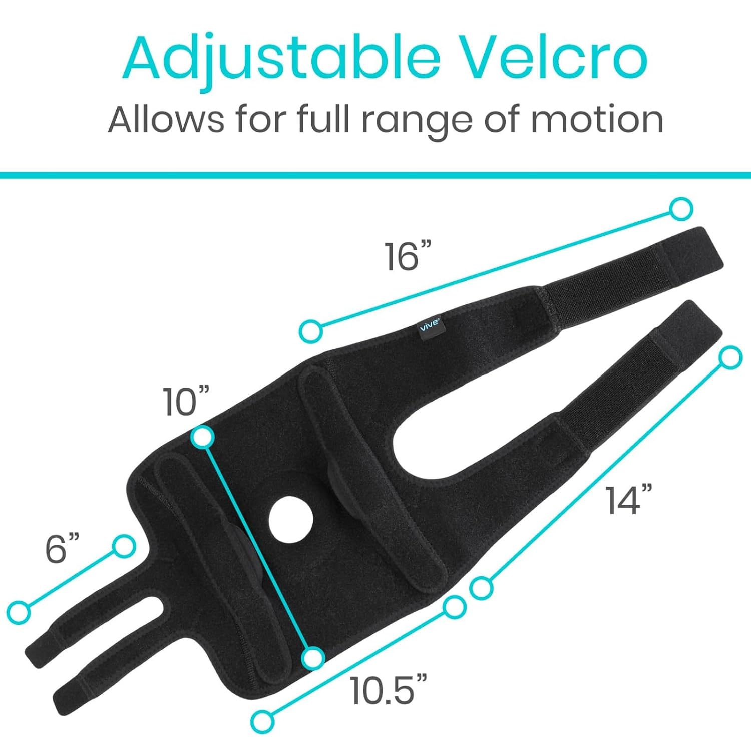 Vive Hinged Knee Brace - Relieves ACL, MCL, Meniscus Tear - Lightweight, Comfortable, Breathable Open Patella Wrap with Side Stabilizers - for Women & Men - Adjustable Strap for Tendonitis | Comfortable, Breathable Open Patella Wrap with Side Stabilizers…