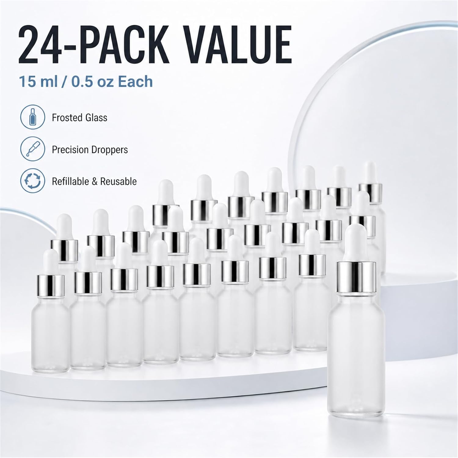 PrettyCare Glass Eye Dropper Bottles 99 Pack