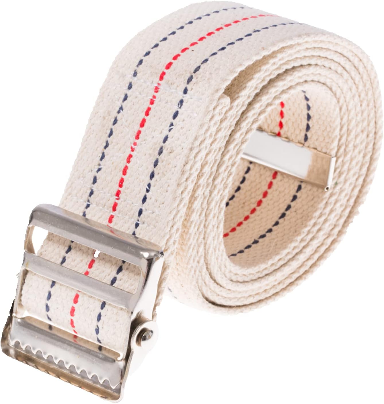 COW&COW Transfer and Gait Belt with Metal Buckle - Transfer Walking and Standing Assist Aid for Caregiver Nurse Therapist 2 inches (Beige with Stripes, 60")