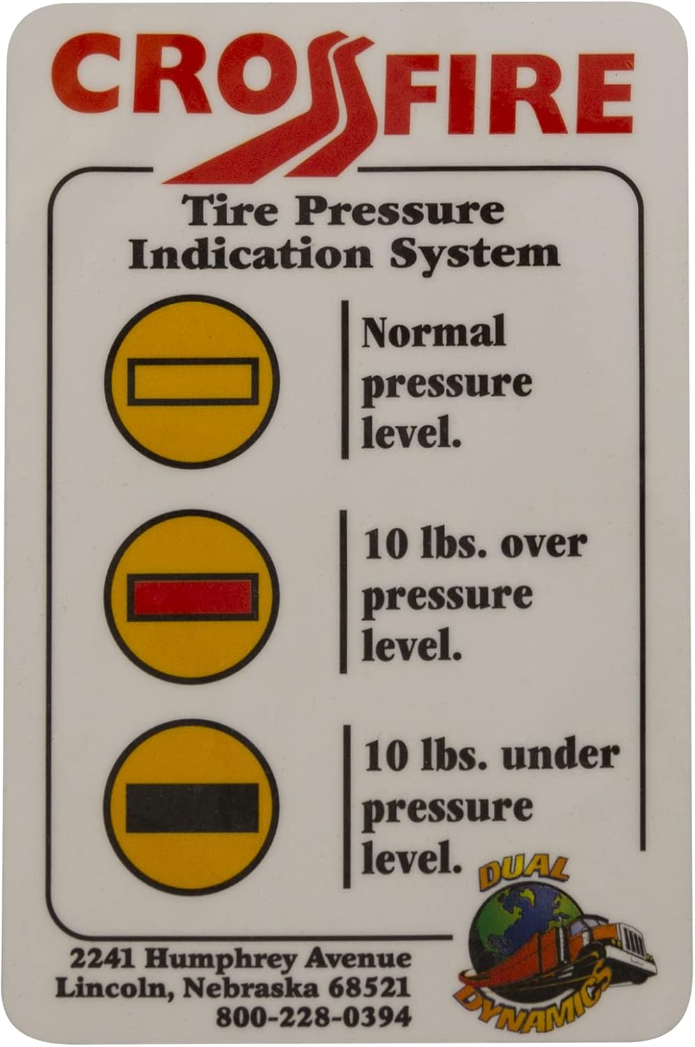 Crossfire Dual Tire Pressure Equalization System, 90 PSI, one per pkg. (CF90STABT) | Maximizes Tire Life, Improves Fuel Mileage, Visual Pressure Gauge