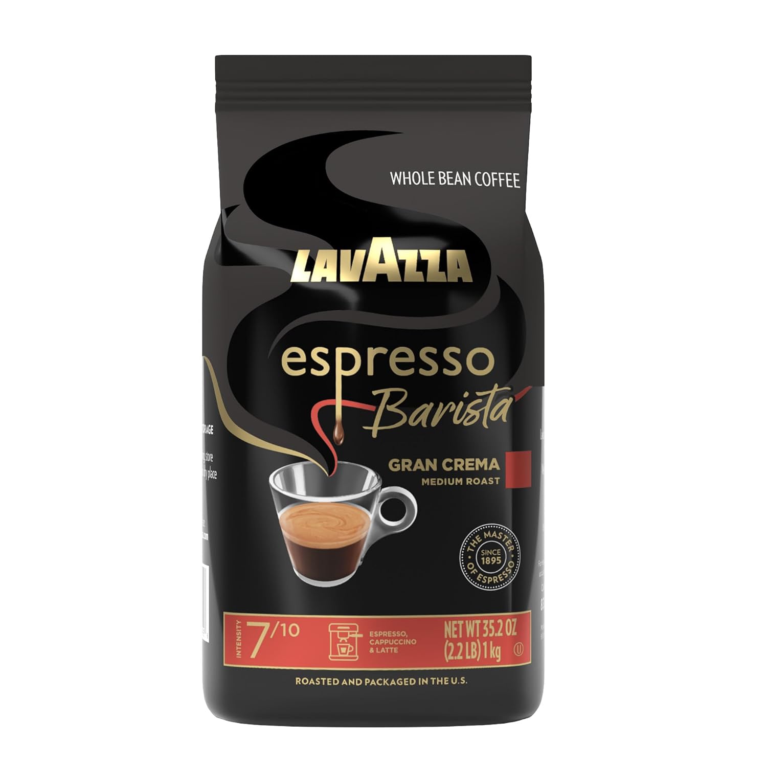 Lavazza Super Crema Whole Bean Coffee, Medium Espresso Roast, Arabica and Robusta Blend, 2.2 lb Bag, Package May Vary (Pack of 1)