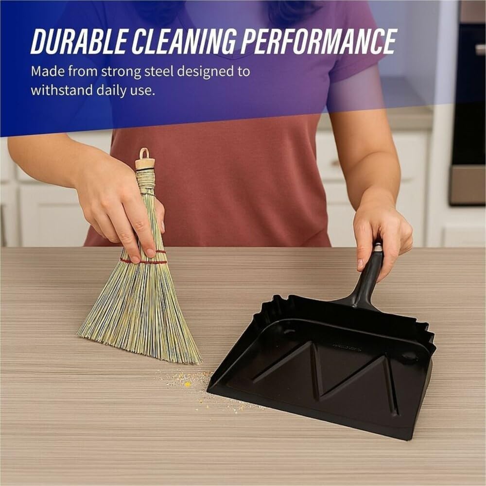 Genuine Joe 16" Heavy-Duty Metal Dustpan, Black, 1 Count