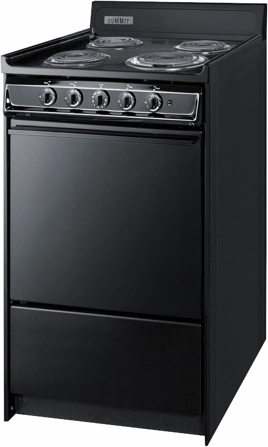 Summit 20" 4 Burner Electric Range, Black - TEM110C