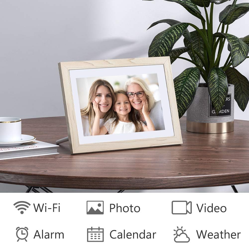 Dragon Touch Digital Picture Frame WiFi 10 inch IPS Touch Screen Digital Photo Frame Display, 32GB Storage, Auto-Rotate, Share Photos via App, Email