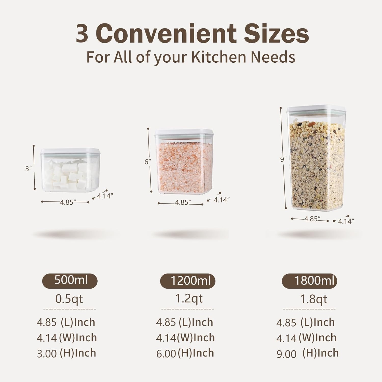 Melovom Pop Food Storage Containers Set Airtight Food Storage Containers with Pop Lids, Kitchen Pantry Organization and Storage, BPA Free, 2 x 2.8Qt