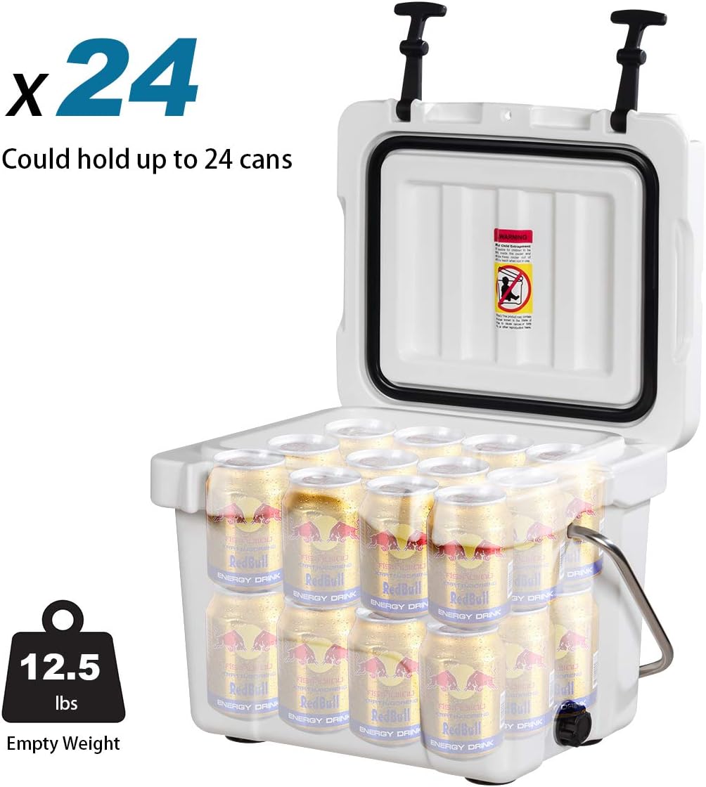 Goplus 16 Quart Cooler, 24-Can Capacity Ice Chest with 2 Cup Holders, 3-5 Days Ice Retention, Portable Insulated Ice Box for Camping