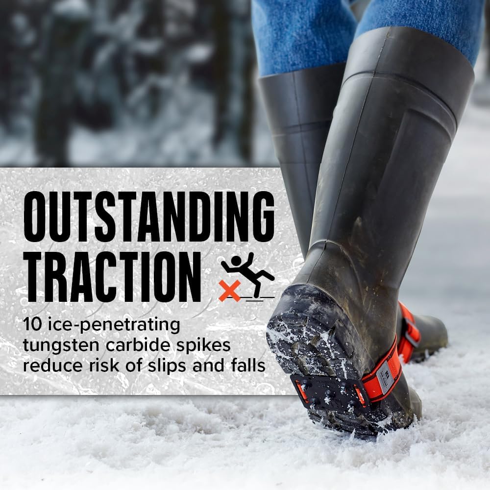 K1 Mid-Sole Ice Cleats for Men & Women - Rotatable Traction Aids For Winter Snow - Hi Vis - Low Profile