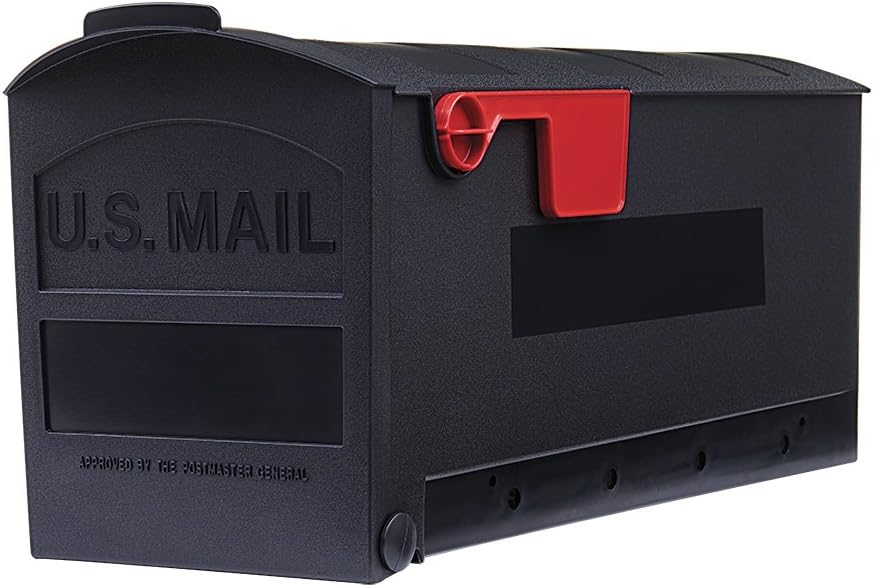Gibraltar Mailboxes Patriot Large Capacity Rust-Proof Plastic Black, Post-Mount Mailbox, GMB515B01