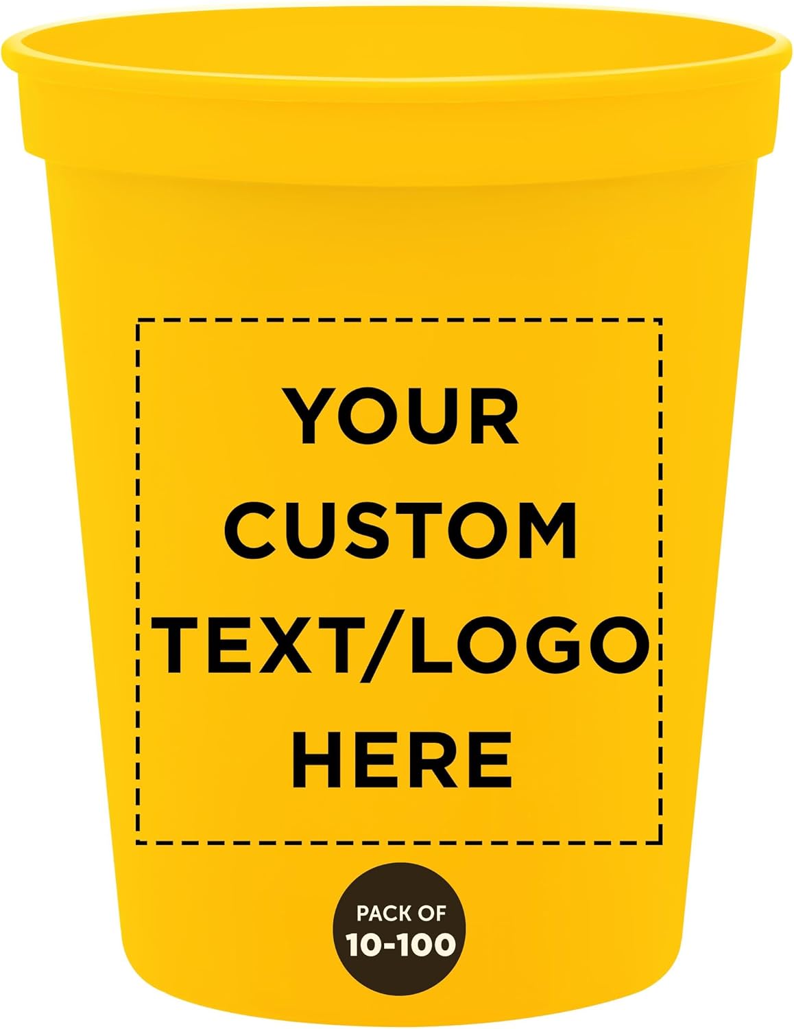 DISCOUNT PROMOS Custom Plastic Stadium Cups 16 oz. Set of 10/50/100, Personalized Bulk Pack - Perfect for Birthdays, Weddings, Picnic, Beach