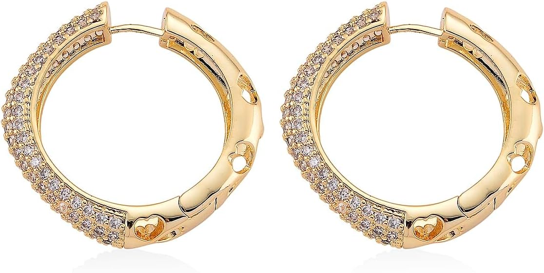 Cubic Zirconia Hoop Earrings in Goldtone