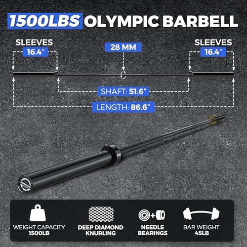 7FT Alloy Steel Olympic Barbell, 1500LB 45LB