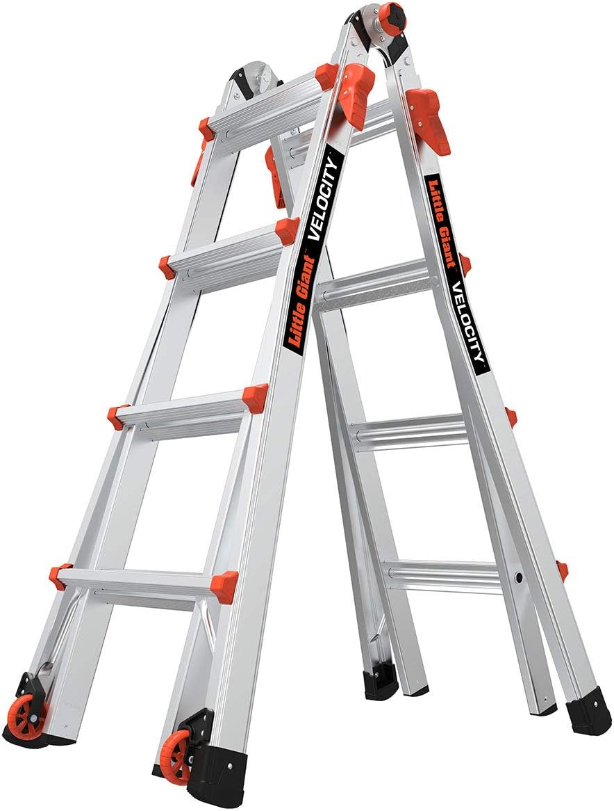 Little Giant Velocity, Aluminum Ladder, 14 ft Reach, 15413-001 | Telescoping Multi-Position Ladder with Extension, A-Frame, 90-Degree & Trestle Modes, 300 lbs. Rating