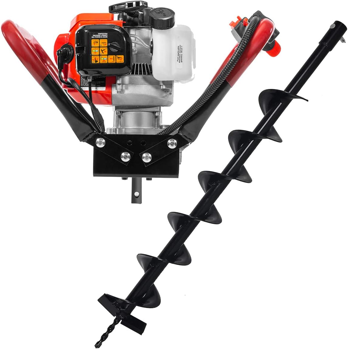 XtremepowerUS 2.3HP Post Hole Digger with 8" Auger Bit SetV-Type Gasoline 2-Stroke 55cc Auger Earth Fence Hole Digger Digging Drill for Fence, Farmland and Garden Digger