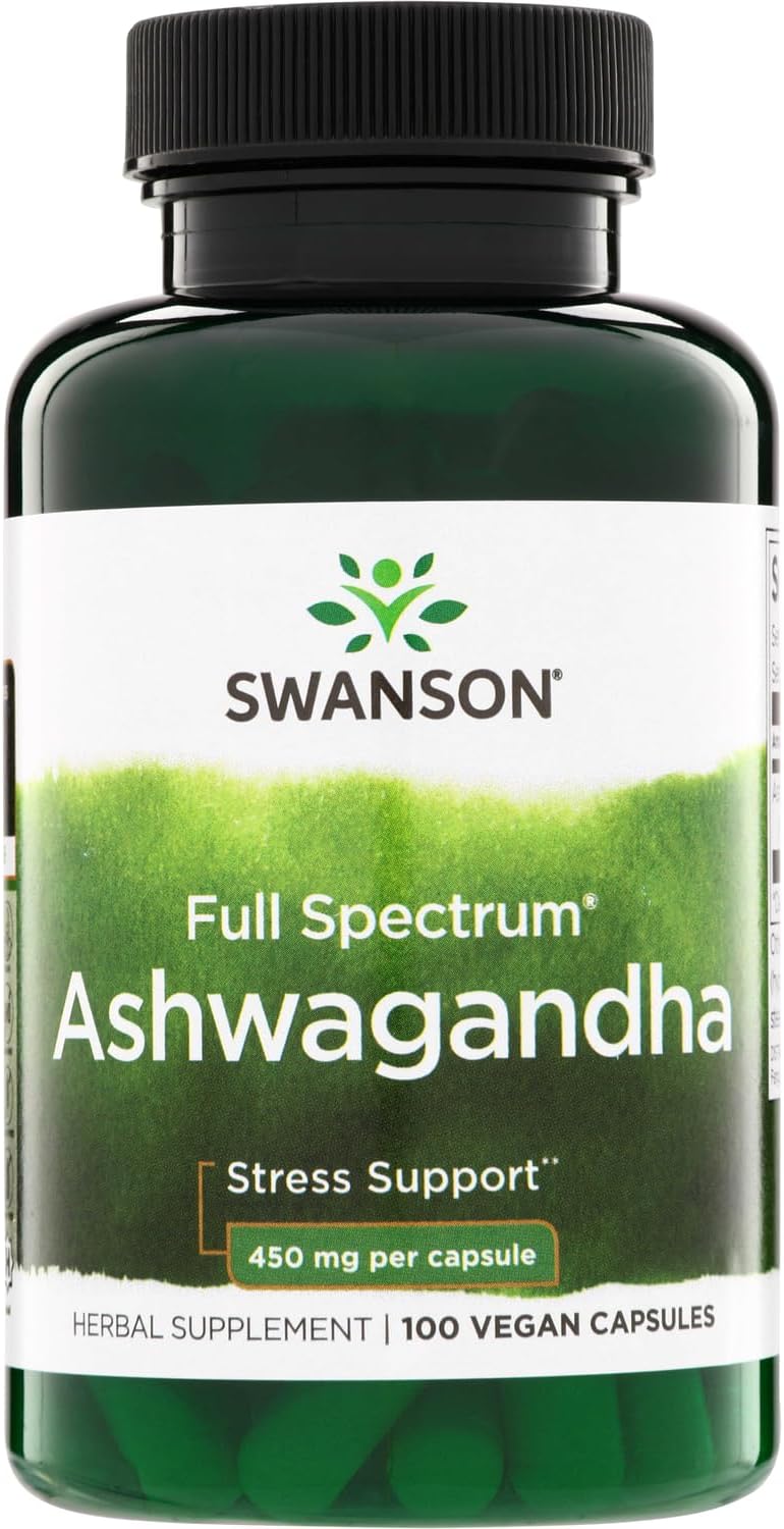 Swanson Ashwagandha Powder Supplement, 450 mg, 100 Capsules, 2 Pack | Herbal Adaptogen Supporting a Healthy Stress Response and Relaxation, Also Aids Immune and Energy, Ayurvedic Indian Ginseng