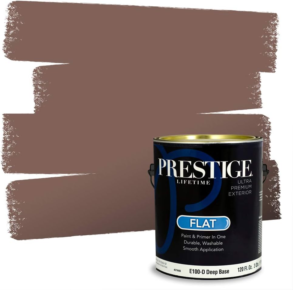 PRESTIGE Paints Exterior Paint and Primer In One, 1-Gallon, Semi-Gloss, Comparable Match of Sherwin Williams* French Roast*