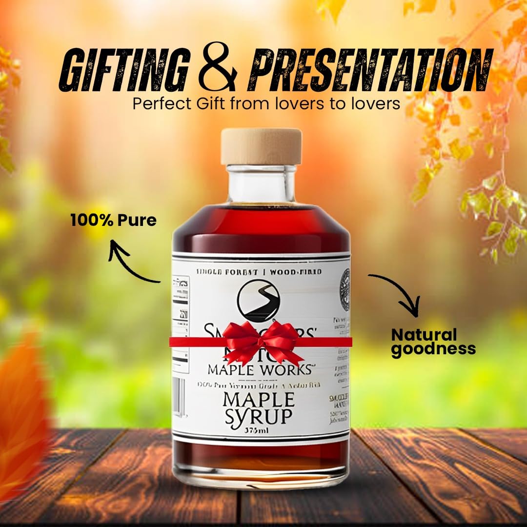 Smugglers’ Notch Maple Works – Bourbon Barrel Aged – 100% Pure Vermont Maple Syrup – Natural Sweetener & Gluten Free – Rich Taste – Waffles and Pancakes, Cocktails, Marinades, 3.38 Fl Oz. (100 mL)