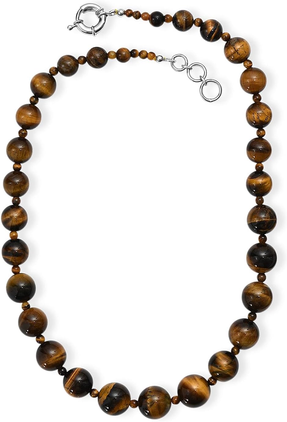 Tigers Eye 470.00 ctw Beaded Necklace in Platinum Plated 20 Inches