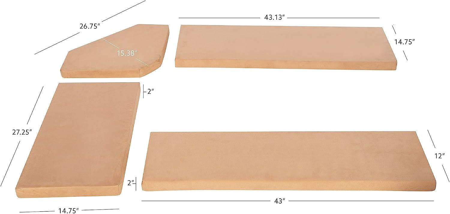 Linon Henry Cushion Beige Microfiber Nook NOT Included Cusion Set, Beige, 4 Piece Set