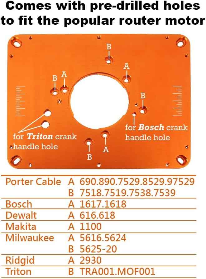 O'SKOOL Precision Aluminum Router Table Insert Plate | Router Templates With Pre-Drilled Adapt to Multiple Routers of Different Model, RTS02A