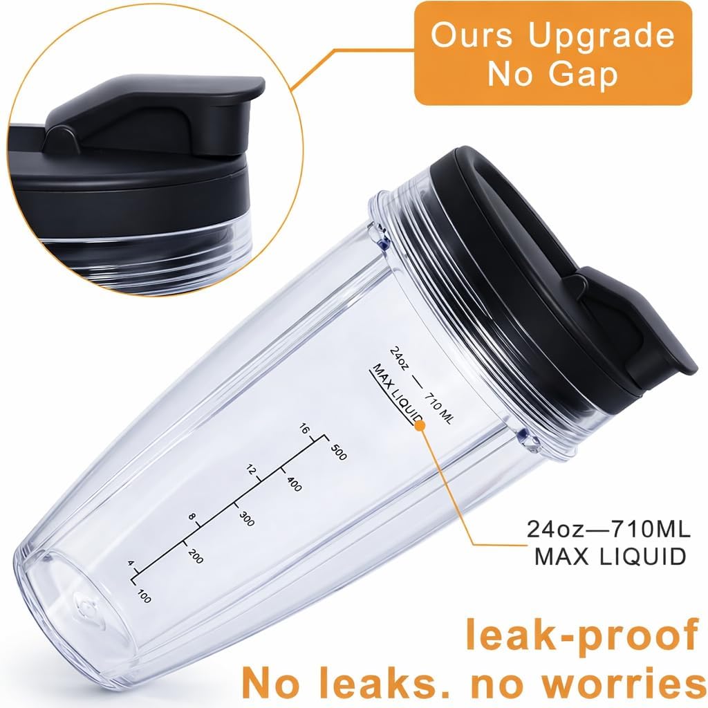 Replacement Blade Assembly Compatible with Nutri Ninja BL660 BL740 BL663 Series, 16oz Cup Only, 6-Male-Fin Base, 3.35" Bottom Diameter, Not for 7-Fin or Auto-iQ Systems