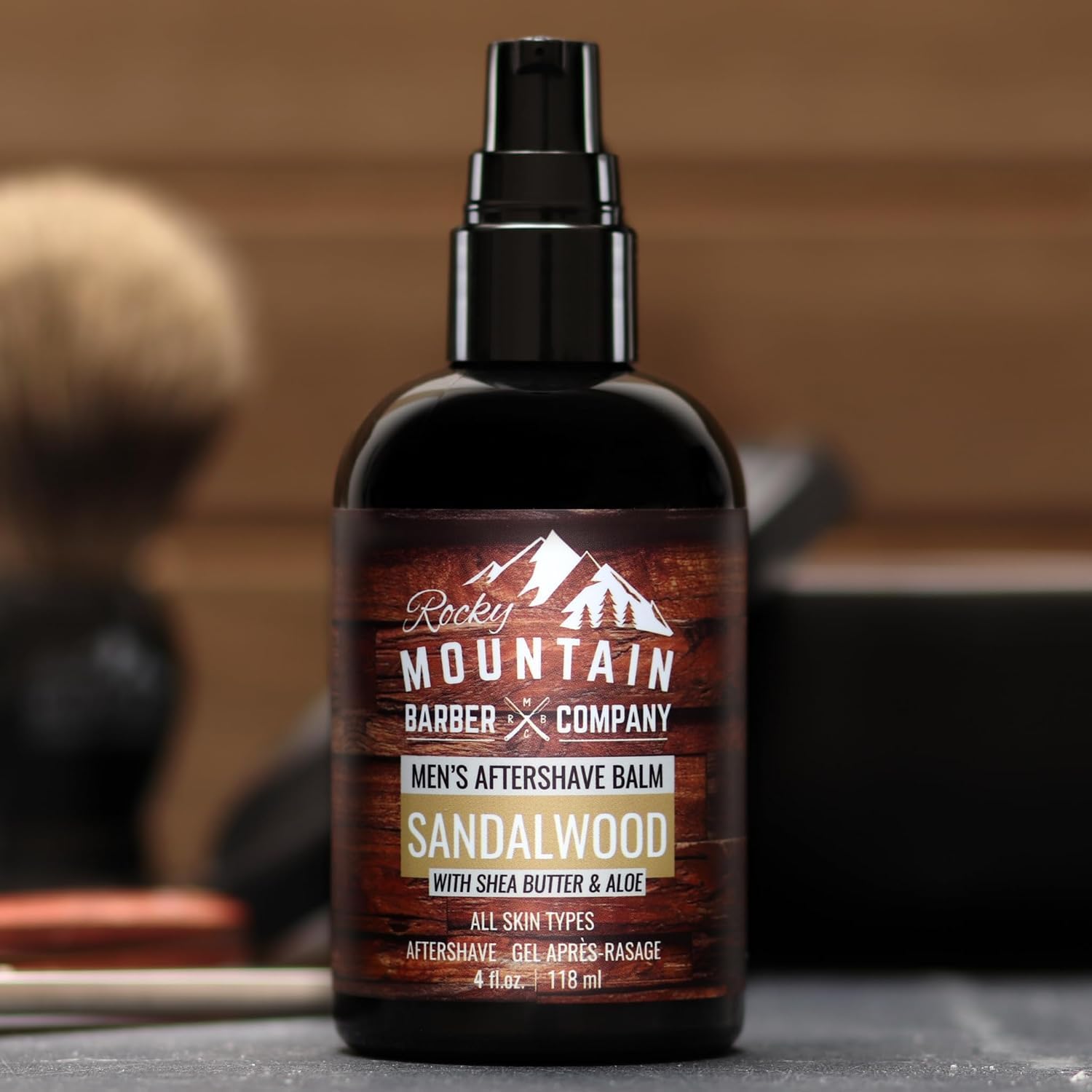 Rocky Mountain Barber Company Sandalwood Aftershave Balm for Men, 4 oz | Made with Sandalwood Essential Oil, Coconut Oil and Shea Butter