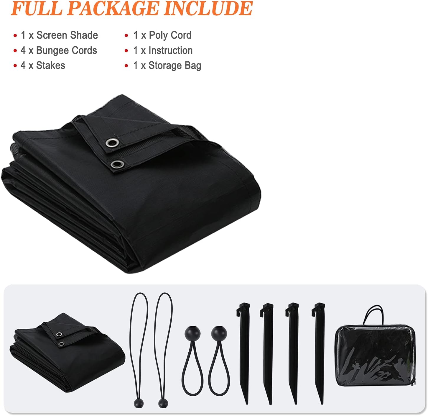 RV Awning Sun Shade Screen with Zipper 9' X 10'(Fit for 11' Awning)