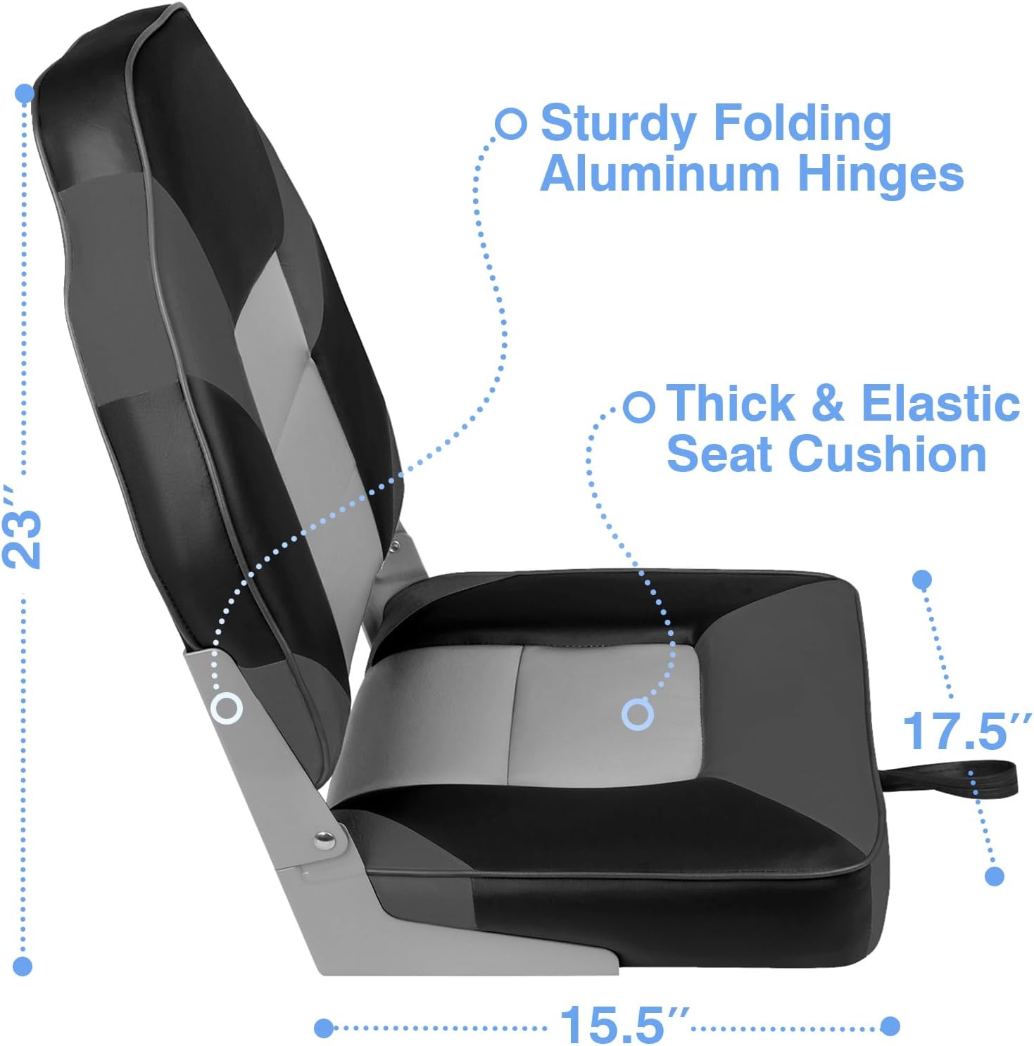 Leader Accessories Low/High Back Folding Fishing Marine Boat Seat 2 Pack