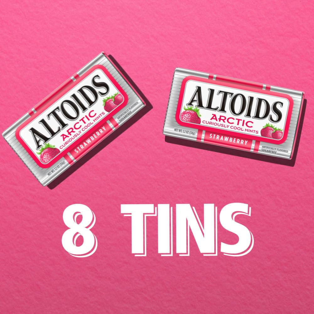 ALTOIDS Arctic Wintergreen Breath Mints Sugar Free Hard Candy Bulk, 1.2 oz Tin (8 Pack)