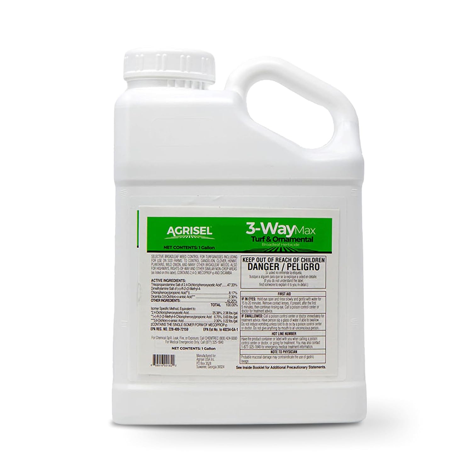 Agrisel 3 Way Max Weed Killer, Eliminate 50+ Weeds, Pet Safe, 128 Ounces | Safe on Grass, Weed Spray, Low Odor, Easy Mixing