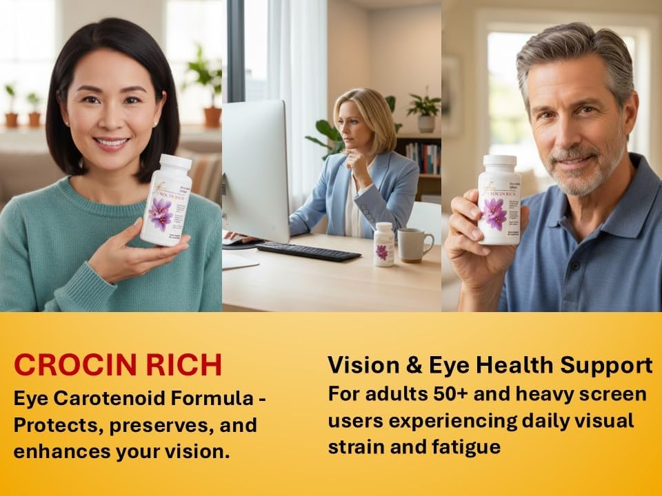 Eye Health Supplement for Vision, Macular & Eye Pressure | Crocin Rich 60CT