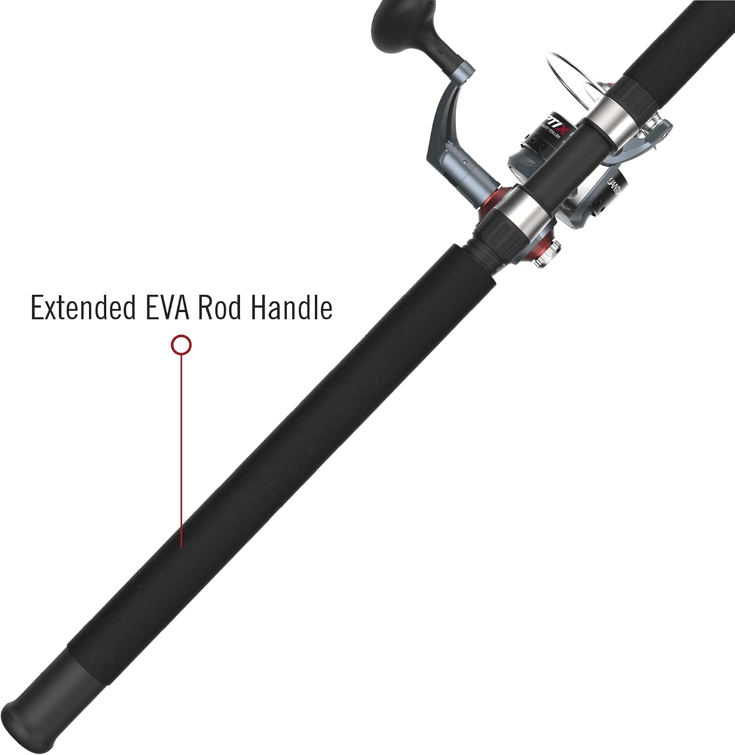 Quantum Optix Spinning Reel and 2-Piece Fishing Rod Combo, Durable Fiberglass Rod, Split-Grip EVA Foam Handle, Anti-Reverse Fishing Reel