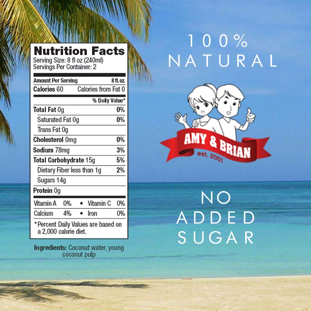 Amy & Brian Non-GMO Coconut Water, Original, 17.5 Fl Oz (Pack of 12)