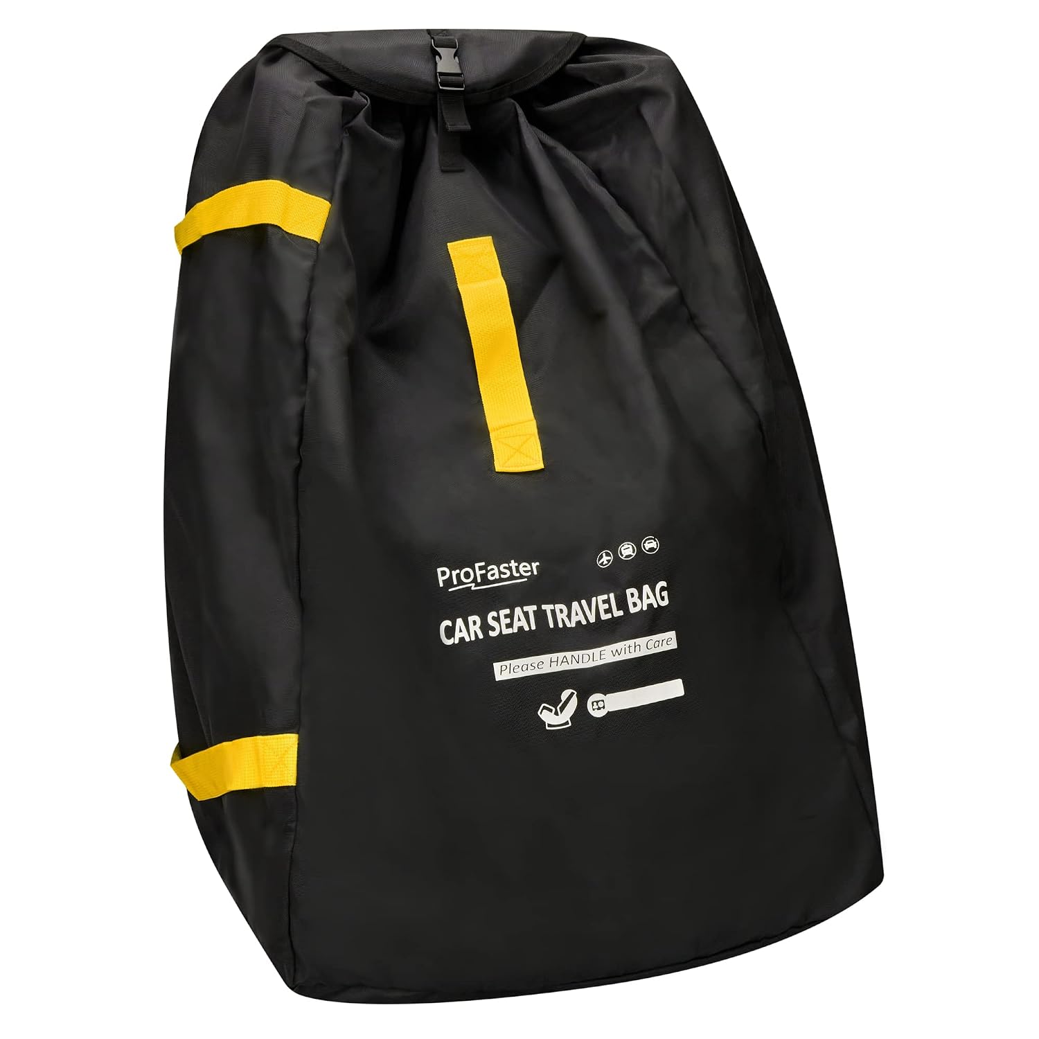Car Seat Travel Bag Backpack for Air Travel - Karfast Universal Infant Carseat Gate Check Bag Cover for Airplane, Foldable with Pouch, Black
