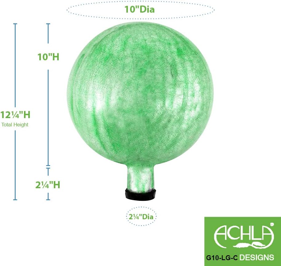 Achla Designs G10-FG-C Gazing, Fern Green 10 inch Glass Garden Globe Ball Sphere, 10