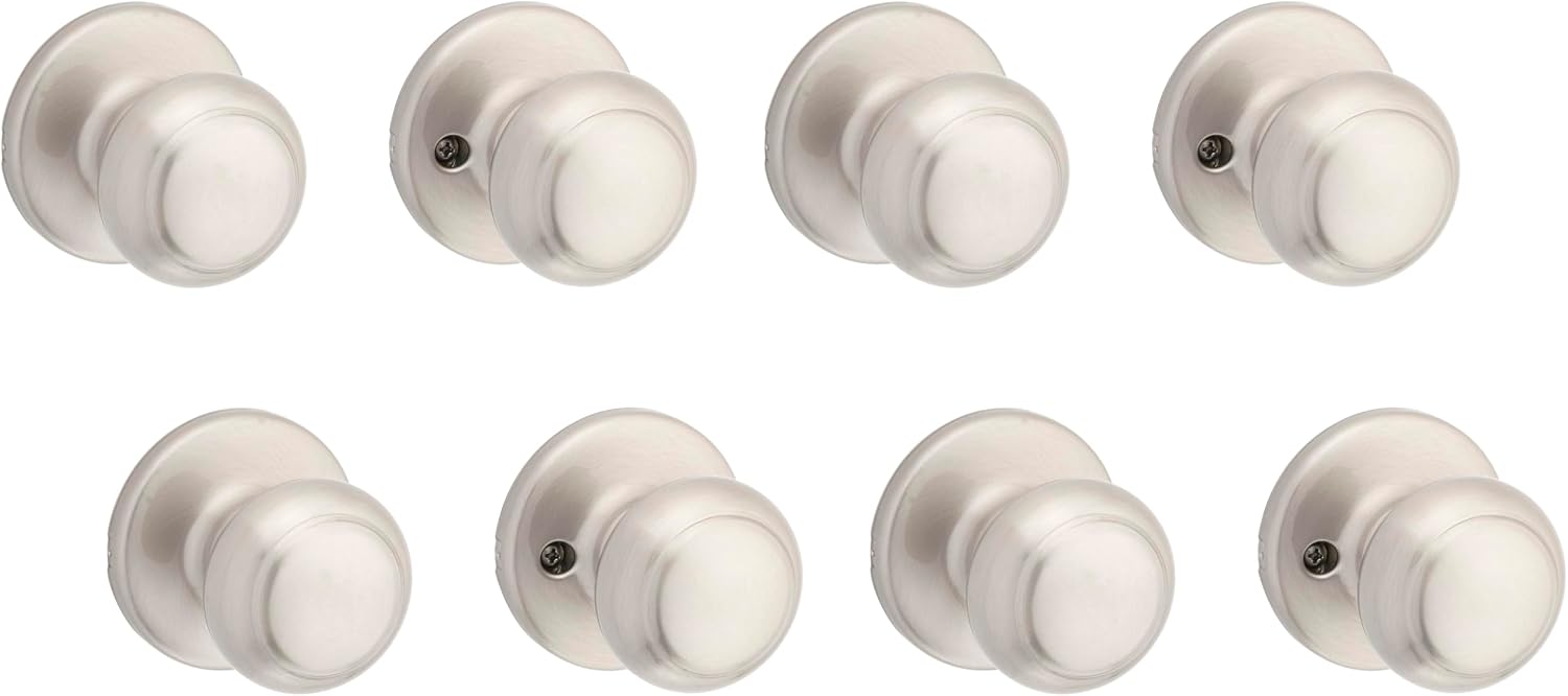 Kwikset Cove Interior Privacy Door Knob with Lock, Door Handle For Bathroom and Bedroom, Satin Nickel Keyless Turn Lock Doorknob, with Microban Protection