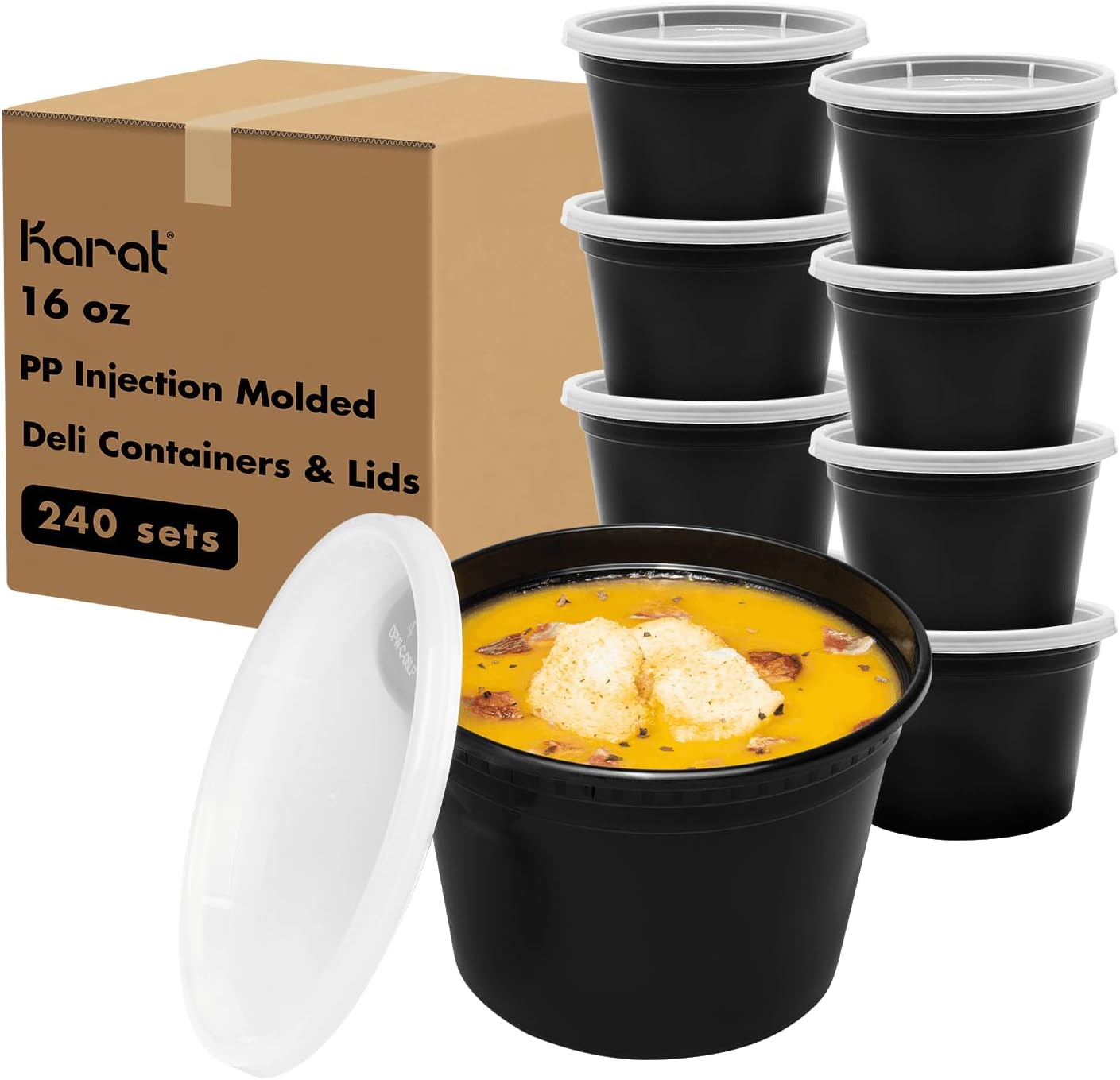 Karat [32oz - 240 ct] Clear PP Injection Molded Round Deli Containers with Lids (FP-IMDC32-PP)