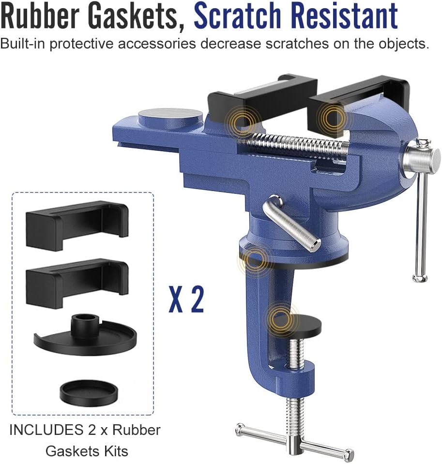 Housolution Universal Table Vise 3 Inch, 360°Swivel Base Bench Clamp