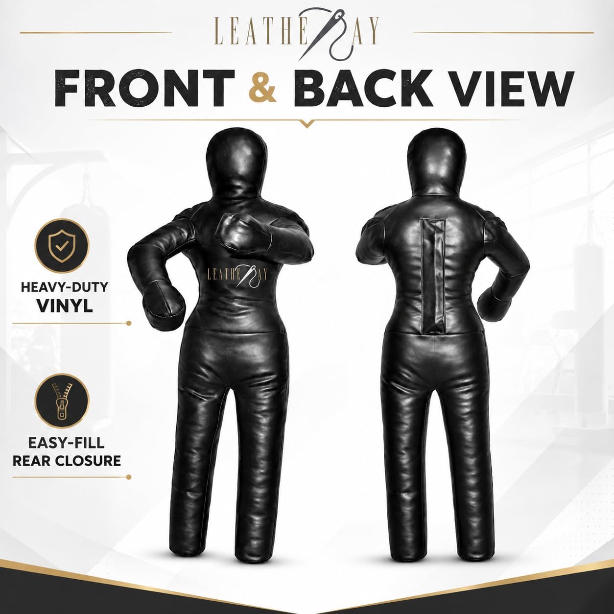 LEATHERAY MMA Jiu Jitsu Grappling Dummy Judo Punching Bag,Brazilian Jiu Jitsu Dummy,Wrestling Grappling BJJ Dummy Black -Unfilled