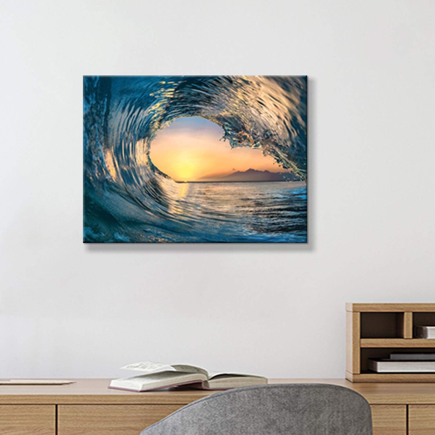Hardy Gallery Ocean Wave Canvas Wall Art Coastal Decor 16x11 Inch