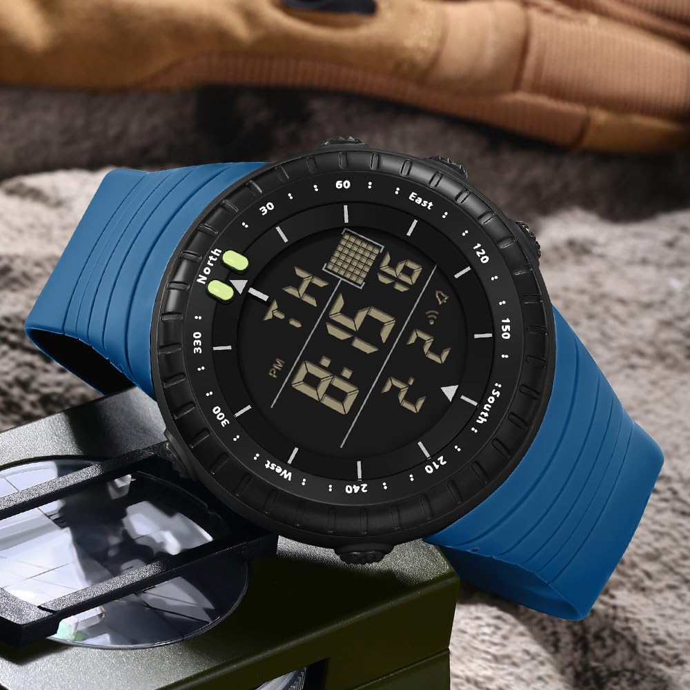 Gosasa Men Sport Watch Countdown Stopwatch Watch Mens Wrist Watch Waterproof LED Electronic Digital Male Watch 12/24 Hour Multifunctional Watch